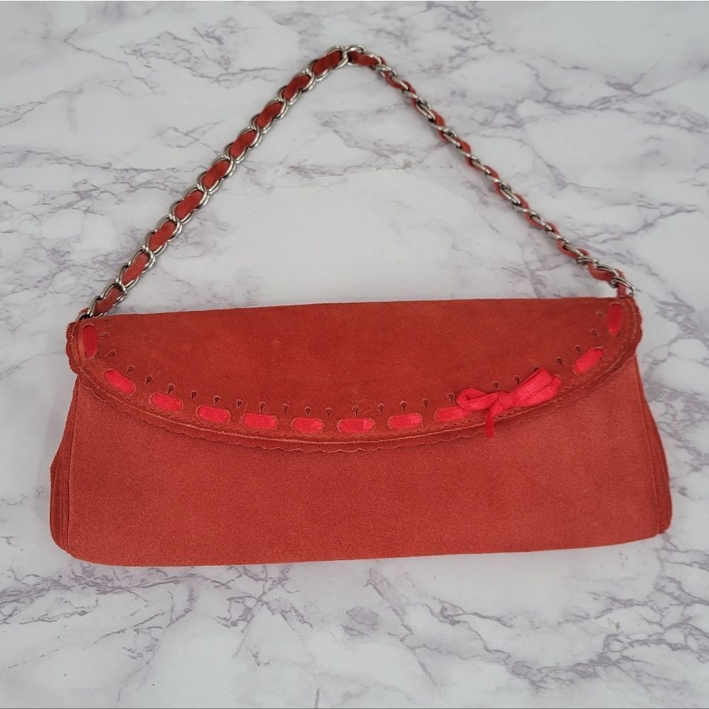 Banana Republic Y2K Red Suede Mini Shoulder Bag or Clutch - Picture 3 of 13